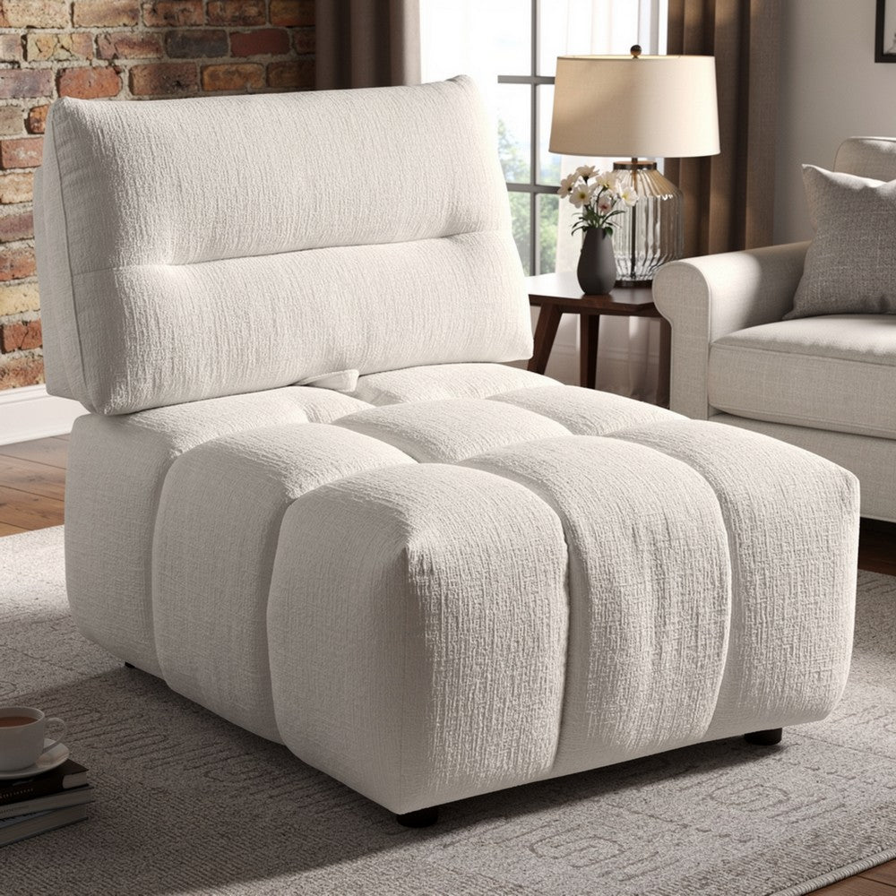 Leya Modular Armless Chair | Adjustable back | Foam Channeled Beige Linen