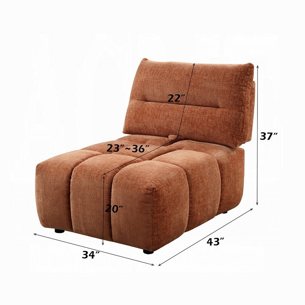 Leya Modular Armless Chair | Adjustable back | Channeled Coral Red Linen