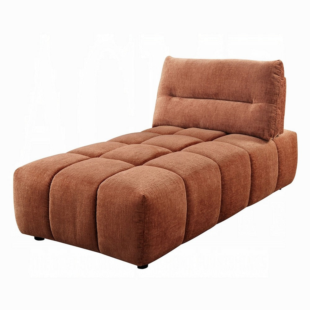 Leya Modular Chaise | Adjustable back | Foam Fill Channeled Coral Red Linen