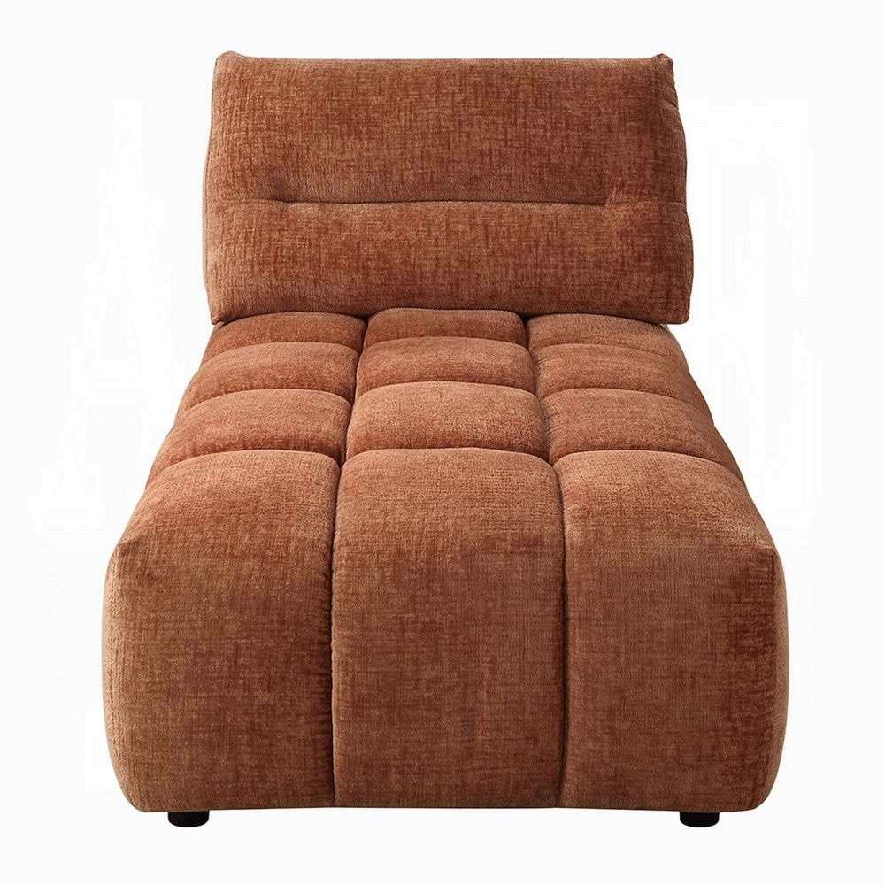 Leya Modular Chaise | Adjustable back | Foam Fill Channeled Coral Red Linen