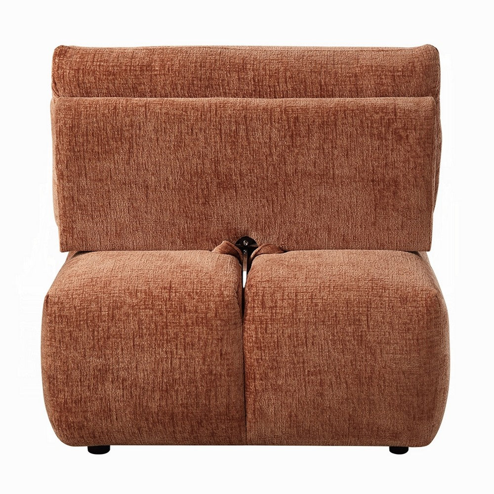 Leya Modular Chaise | Adjustable back | Foam Fill Channeled Coral Red Linen