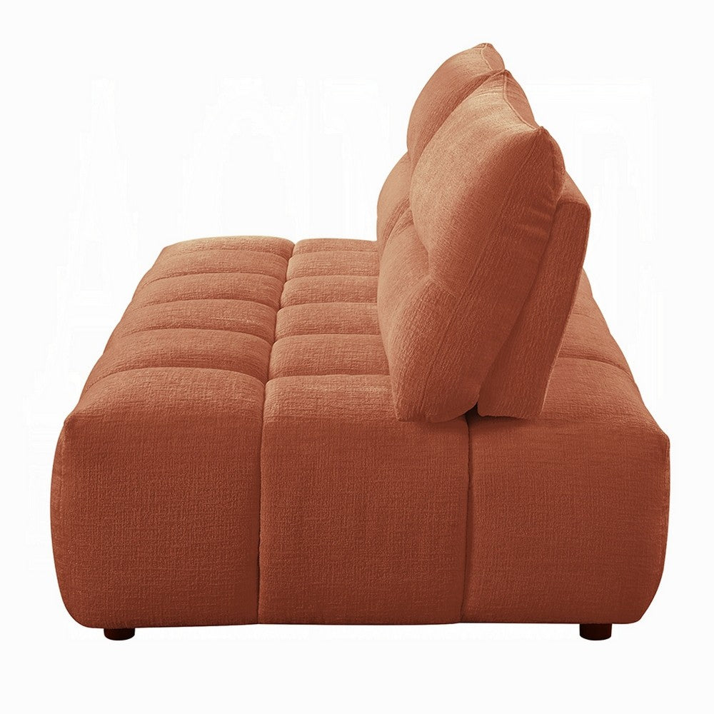 Leya Modular Loveseat | Adjustable back | Foam Channeled Coral Red Linen