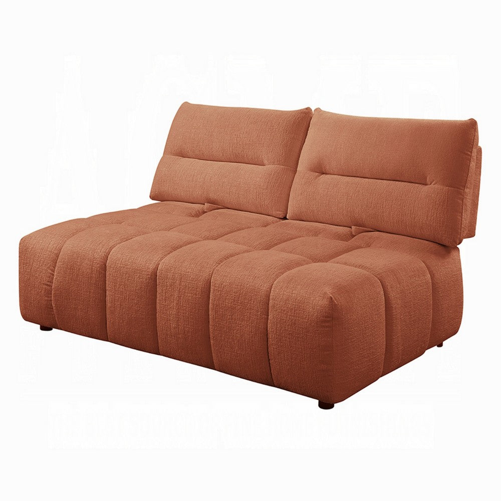 Leya Modular Loveseat | Adjustable back | Foam Channeled Coral Red Linen