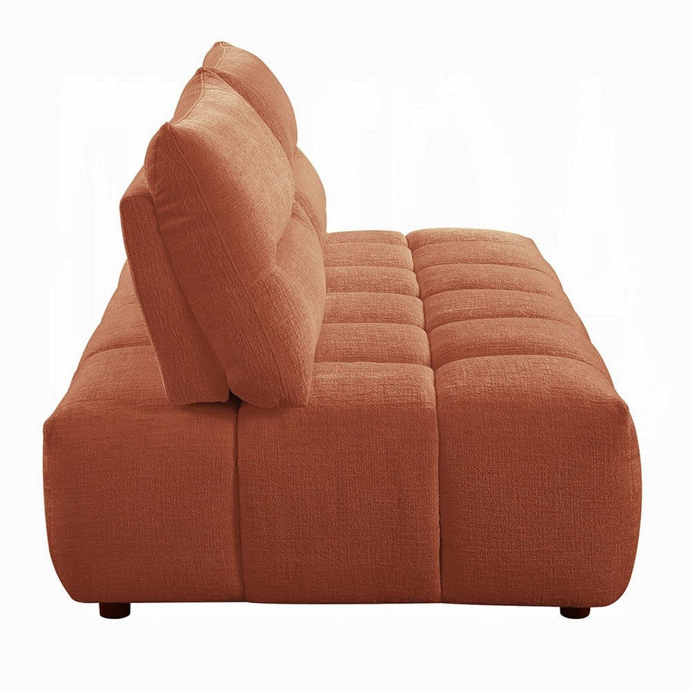 Leya Modular Loveseat | Adjustable back | Foam Channeled Coral Red Linen