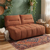 Leya Modular Loveseat | Adjustable back | Foam Channeled Coral Red Linen