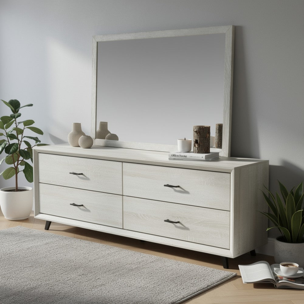 Jisa Dresser Mirror | Rectangular Shape | Framed Design | Beige Wood 38x50