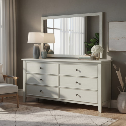 Jisa Dresser Mirror | Rectangular Shape | Framed Design | Beige Wood 38x50