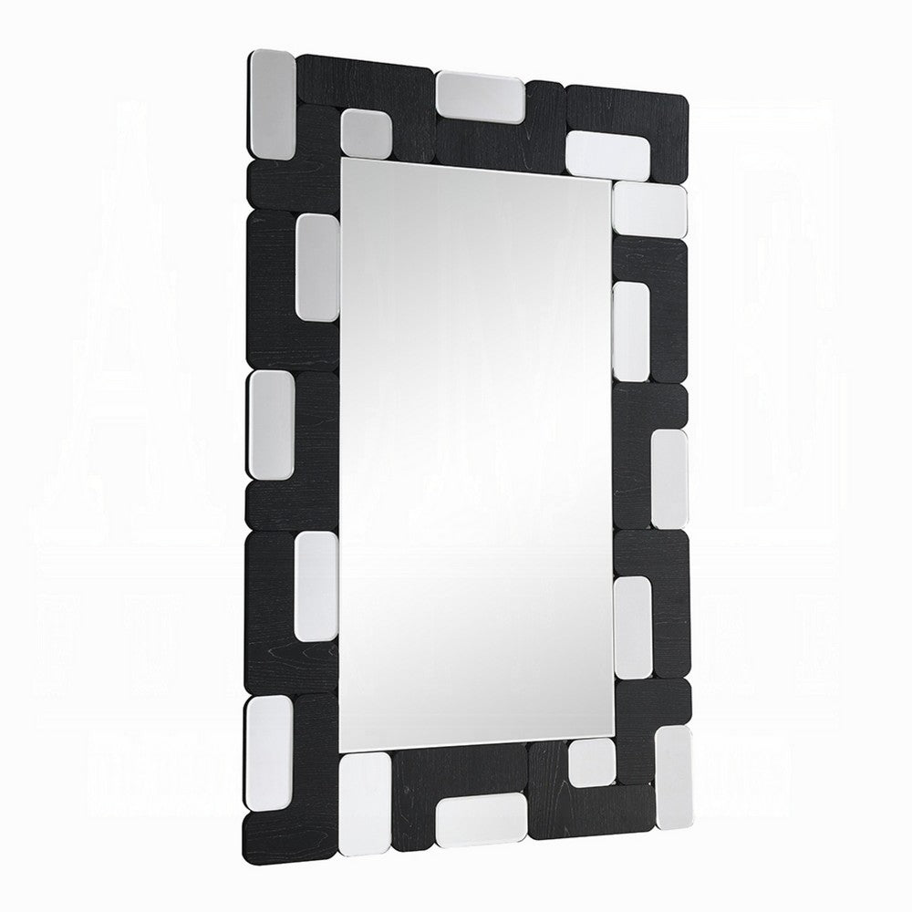 Kia Dresser Mirror | Block Design | Metallic Silver & Black Veneer 32x47