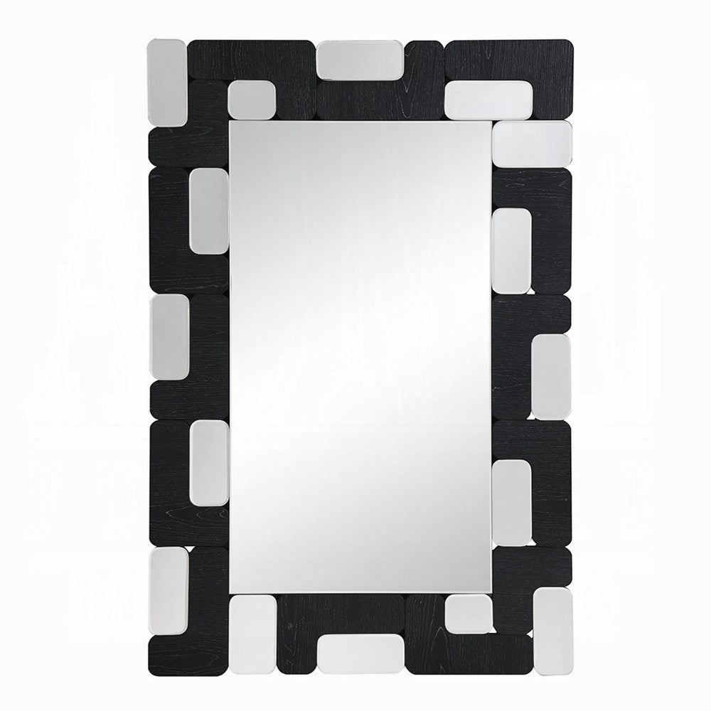 Kia Dresser Mirror | Block Design | Metallic Silver & Black Veneer 32x47