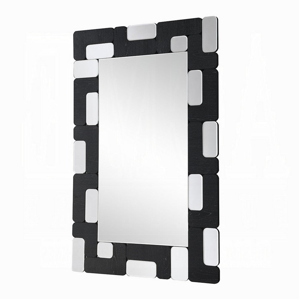 Kia Dresser Mirror | Block Design | Metallic Silver & Black Veneer 32x47