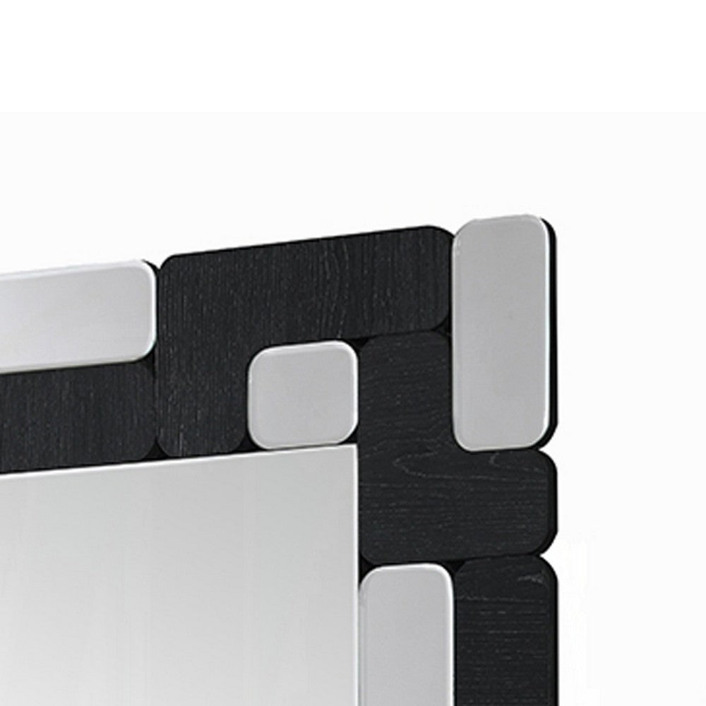 Kia Dresser Mirror | Block Design | Metallic Silver & Black Veneer 32x47