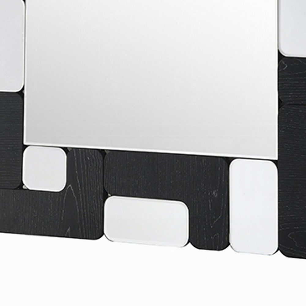 Kia Dresser Mirror | Block Design | Metallic Silver & Black Veneer 32x47
