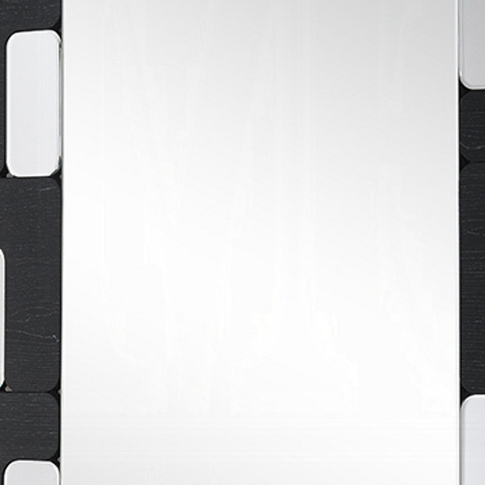 Kia Dresser Mirror | Block Design | Metallic Silver & Black Veneer 32x47