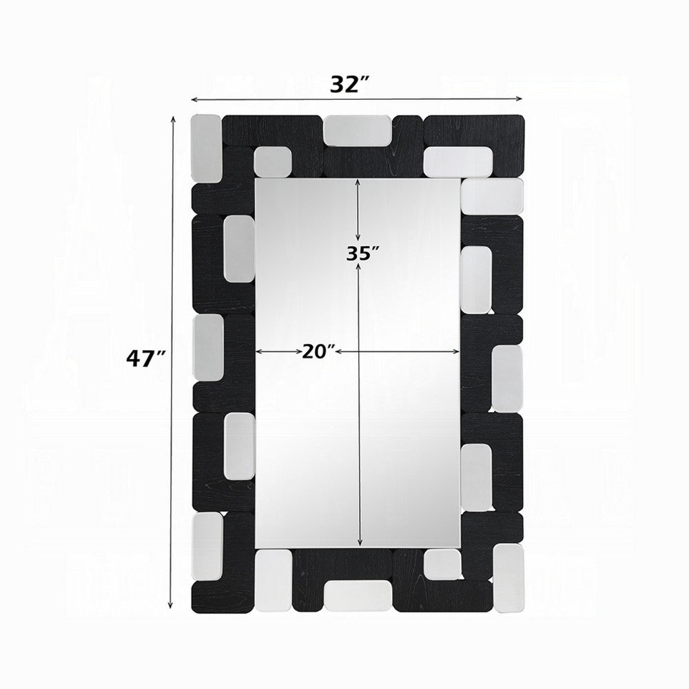 Kia Dresser Mirror | Block Design | Metallic Silver & Black Veneer 32x47