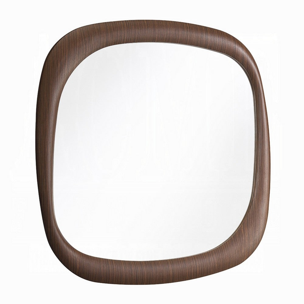 Pima Mirror | Organic Abstract Pebble Shape Frame | Walnut Brown 47"