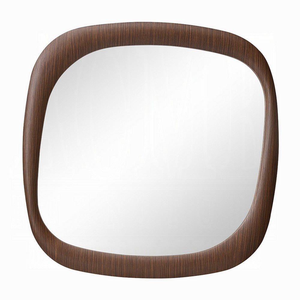 Pima Mirror | Organic Abstract Pebble Shape Frame | Walnut Brown 47"