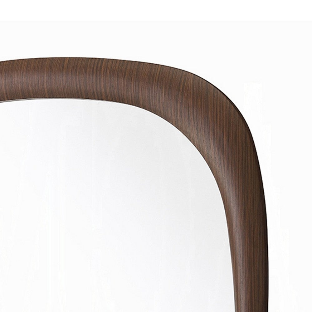 Pima Mirror | Organic Abstract Pebble Shape Frame | Walnut Brown 47"