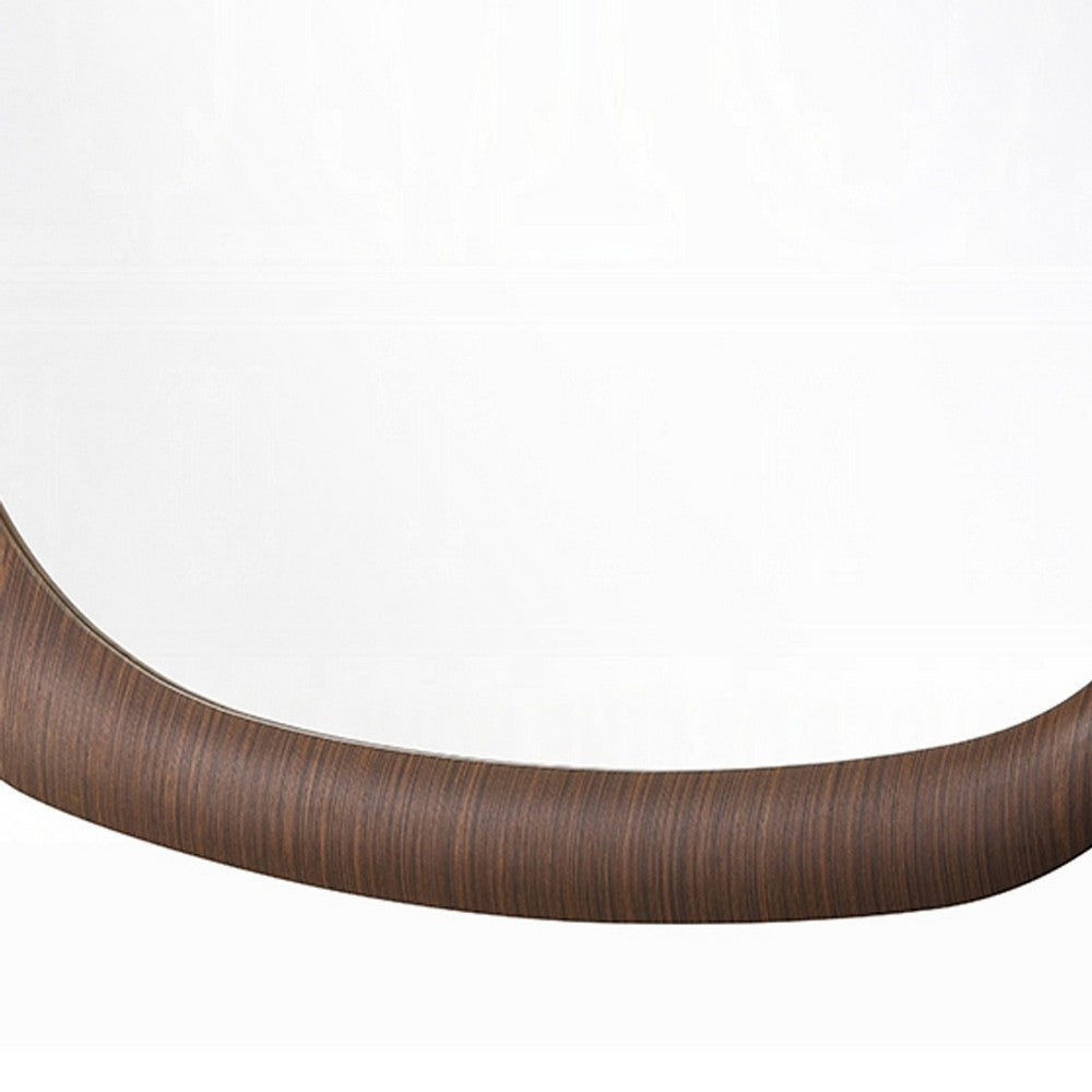 Pima Mirror | Organic Abstract Pebble Shape Frame | Walnut Brown 47"