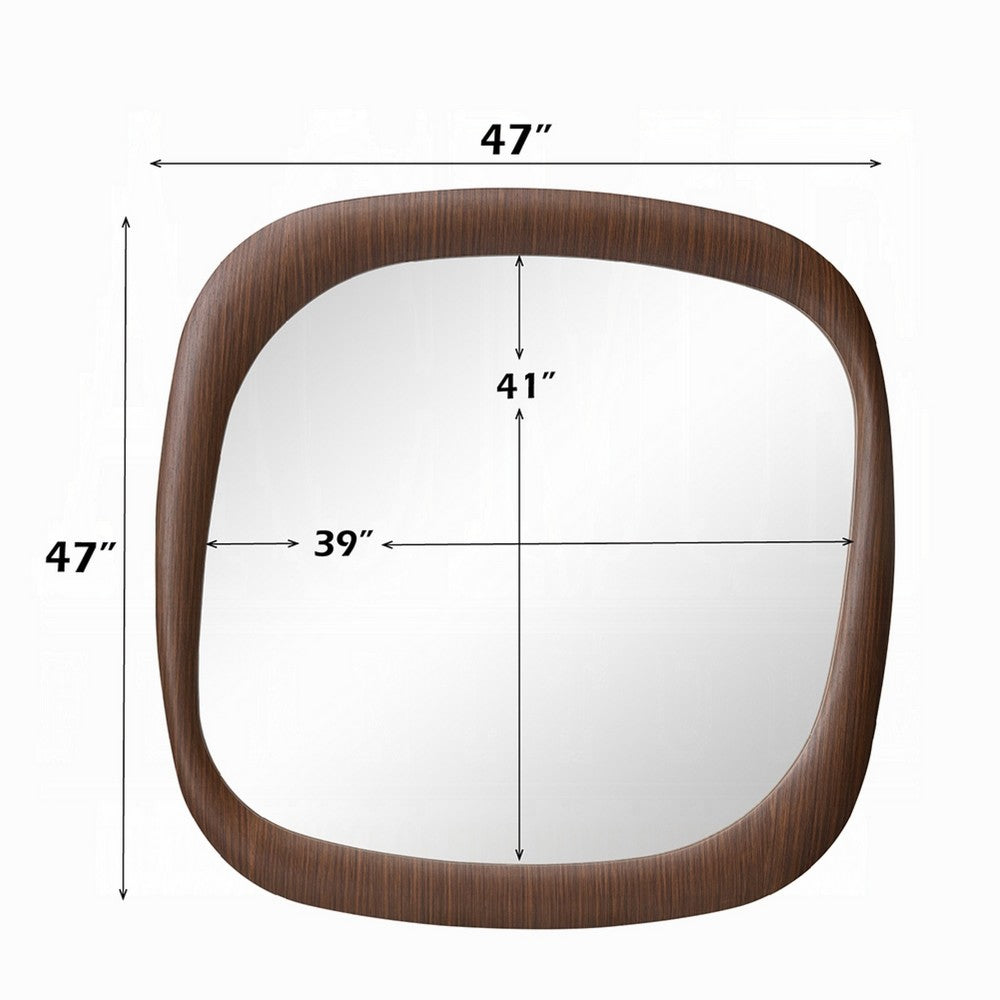 Pima Mirror | Organic Abstract Pebble Shape Frame | Walnut Brown 47"