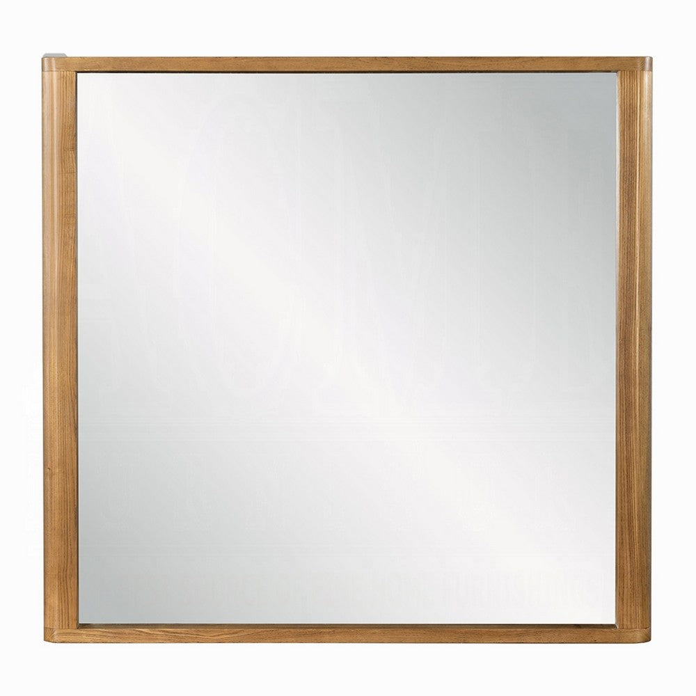 Sery Vanity Dresser Mirror | Rustic Oak Brown Wood Frame | 40x42