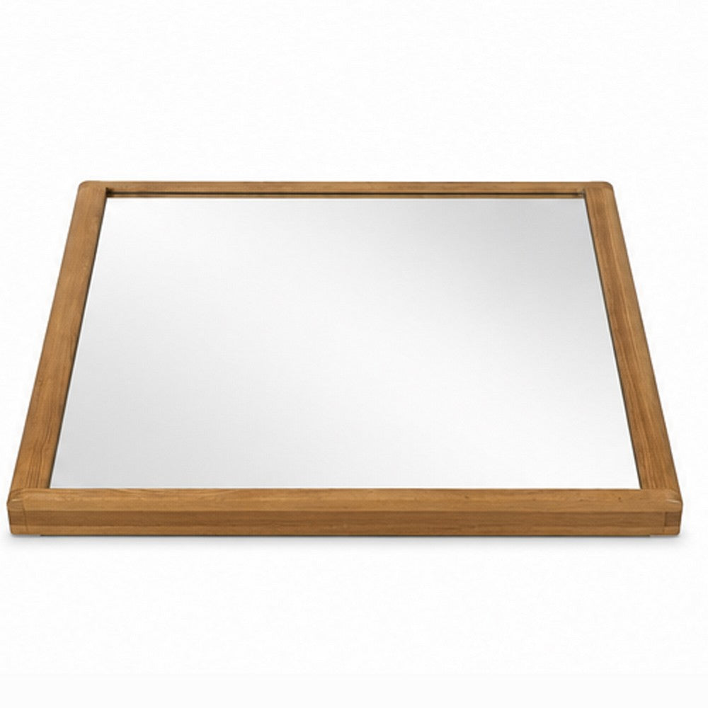 Sery Vanity Dresser Mirror | Rustic Oak Brown Wood Frame | 40x42