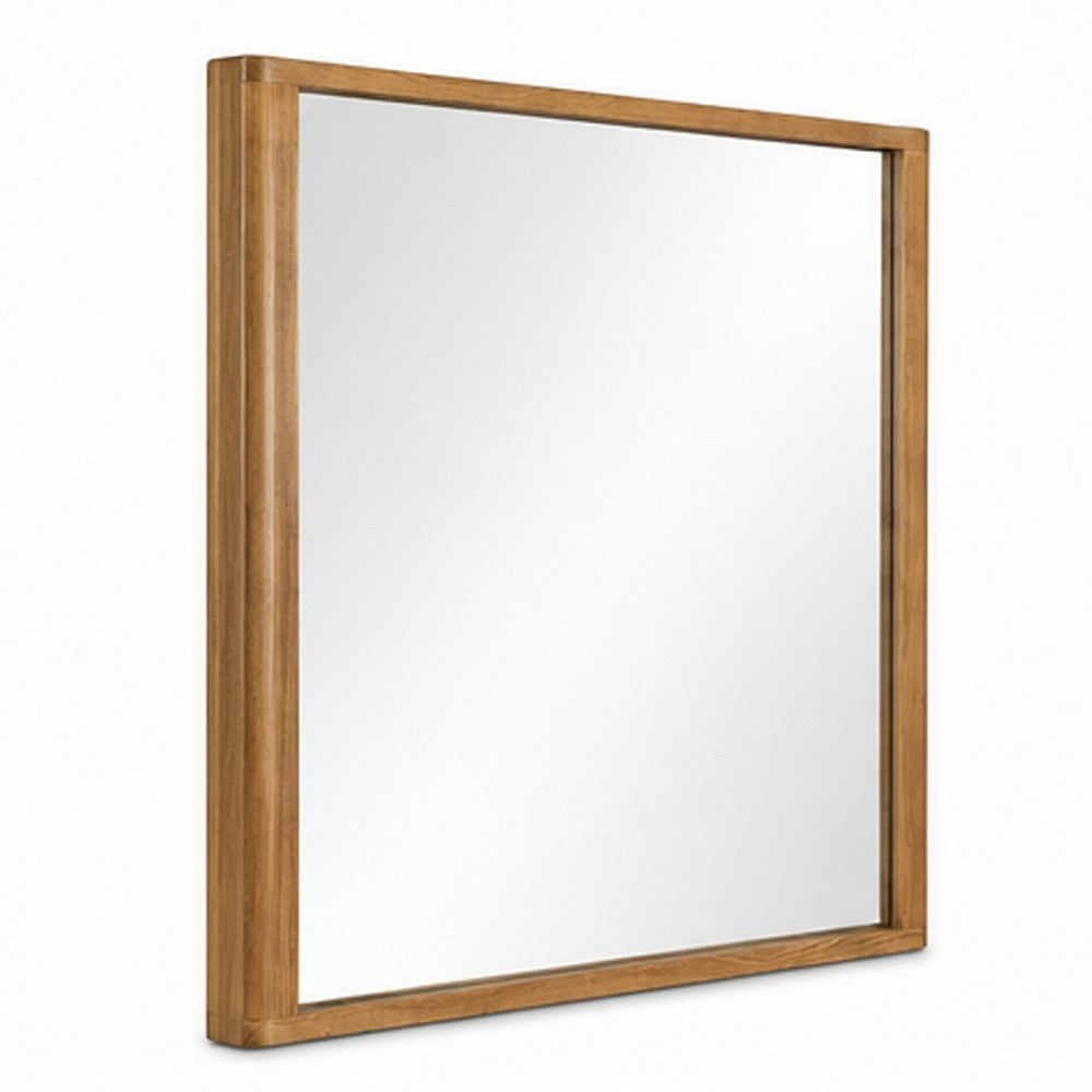 Sery Vanity Dresser Mirror | Rustic Oak Brown Wood Frame | 40x42