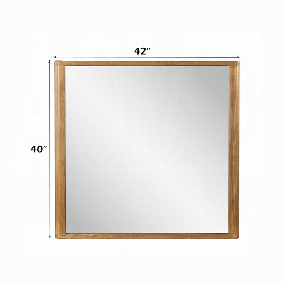 Sery Vanity Dresser Mirror | Rustic Oak Brown Wood Frame | 40x42