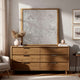 Sery Vanity Dresser Mirror | Rustic Oak Brown Wood Frame | 40x42