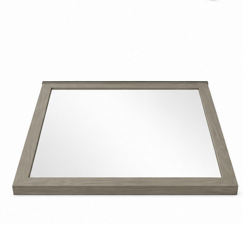 Anna Vanity Dresser Mirror | Weathered Gray Wood Frame | 40" Square