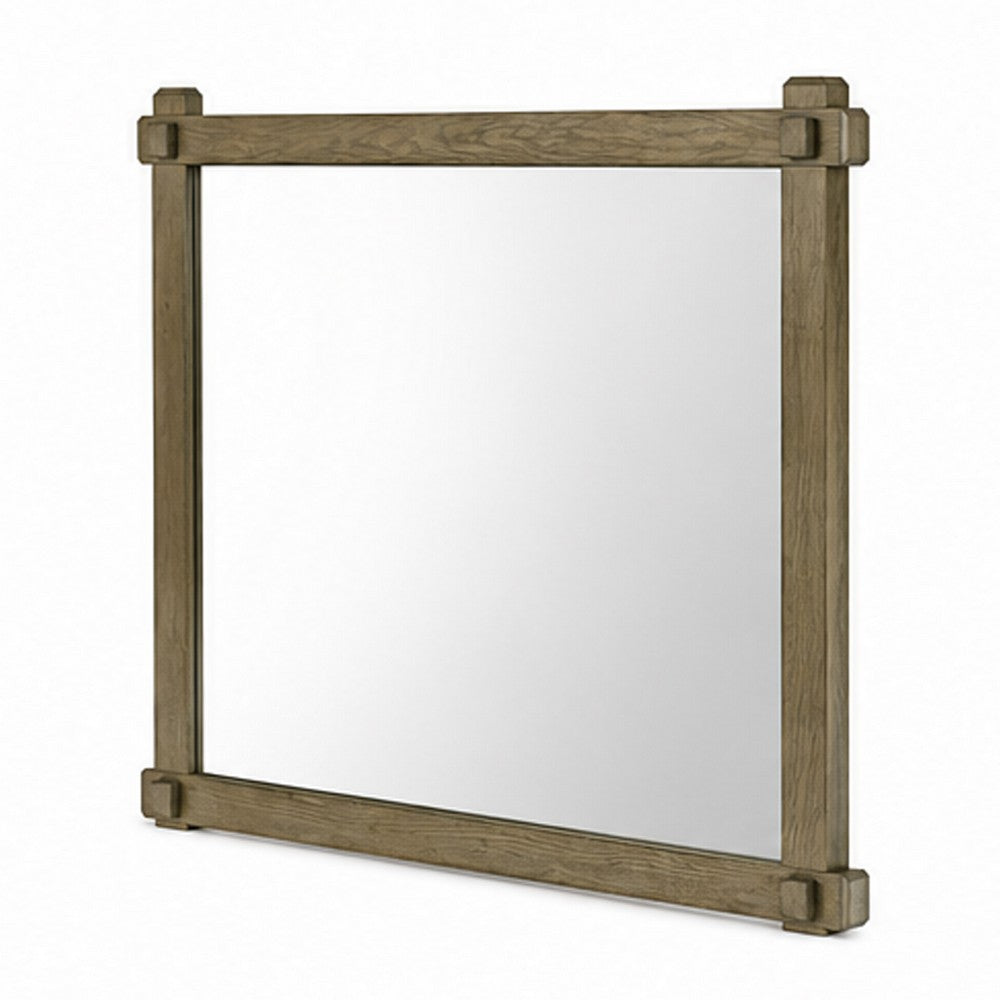 Cera Dresser Mirror | Square Peg Accent Joinery | Antique White Oak | 37x49