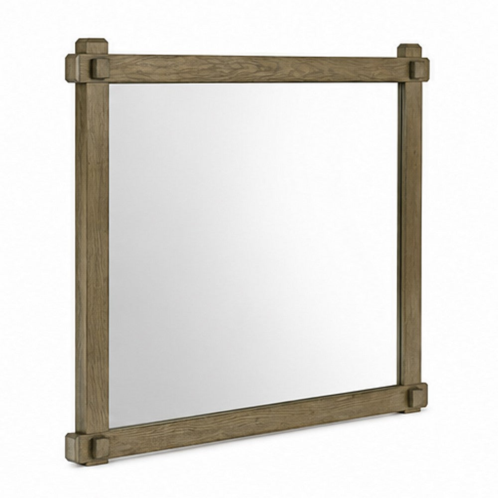 Cera Dresser Mirror | Square Peg Accent Joinery | Antique White Oak | 37x49