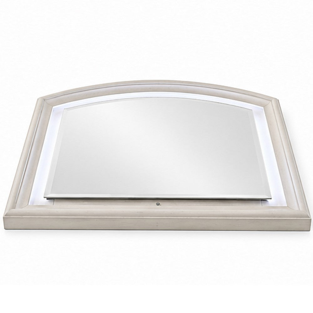 Remy Vanity Dresser Mirror w LED | Arched Frame | Antique White | 35x44
