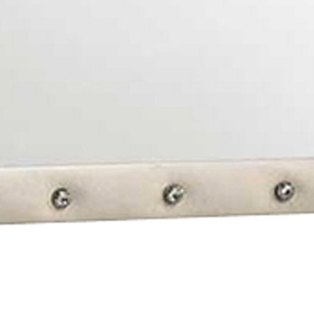 Rex Dresser Mirror | Beige Upholstery | Crystal Accent Camelback Frame | 22x30