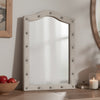 Rex Dresser Mirror | Beige Upholstery | Crystal Accent Camelback Frame | 22x30