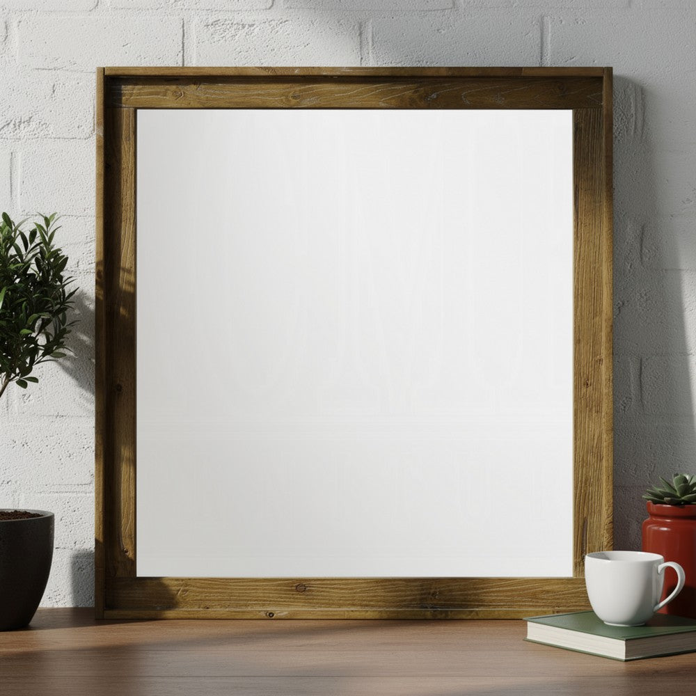 Gary Dresser Mirror | Light Aspen Brown | 37" Square Frame