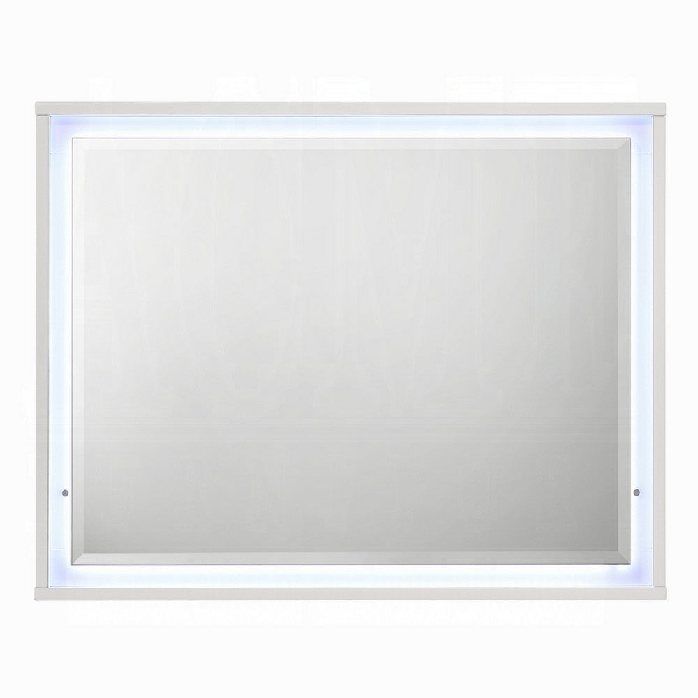 Esy Dresser Mirror | High Gloss White | LED Frame | Beveled Glass | 37x46