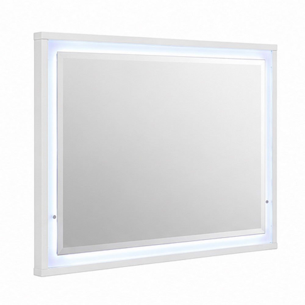 Esy Dresser Mirror | High Gloss White | LED Frame | Beveled Glass | 37x46