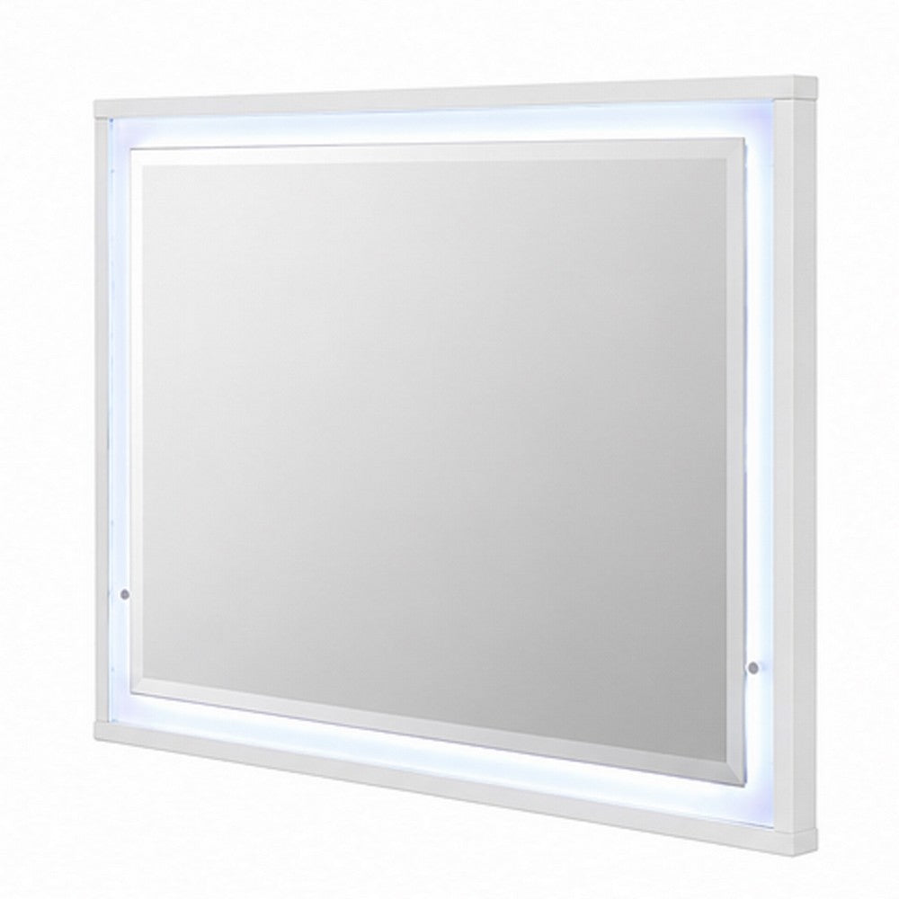 Esy Dresser Mirror | High Gloss White | LED Frame | Beveled Glass | 37x46