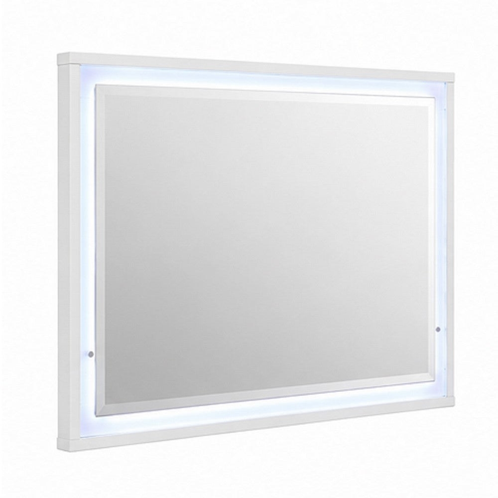 Esy Dresser Mirror | High Gloss White | LED Frame | Beveled Glass | 37x46