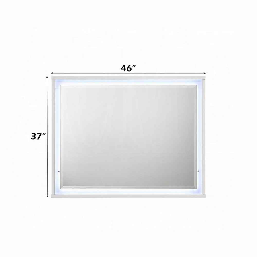 Esy Dresser Mirror | High Gloss White | LED Frame | Beveled Glass | 37x46