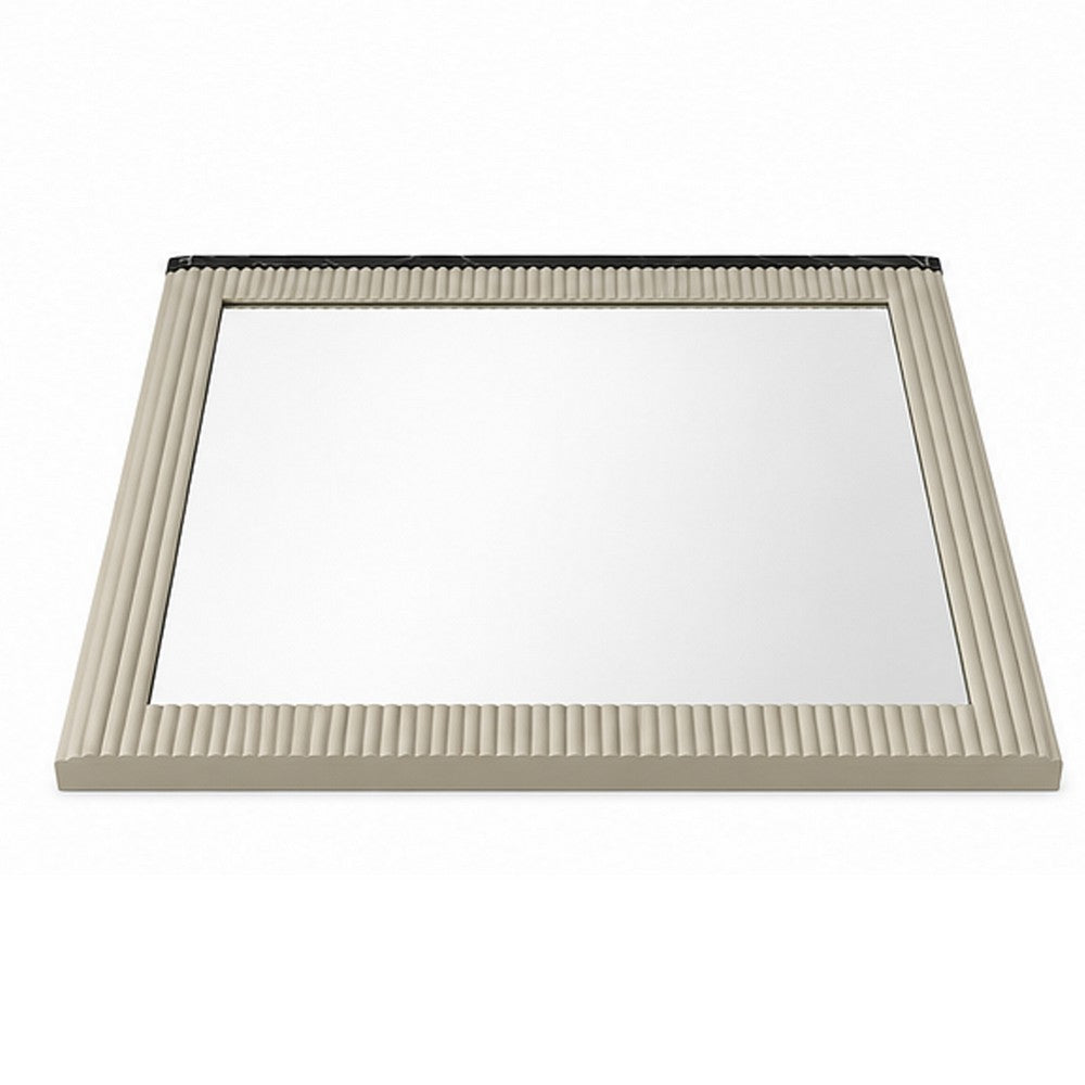 Trex Dresser Mirror | Black Faux Marble Top | 37x40 Beige Reeded Frame