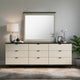 Trex Dresser Mirror | Black Faux Marble Top | 37x40 Beige Reeded Frame