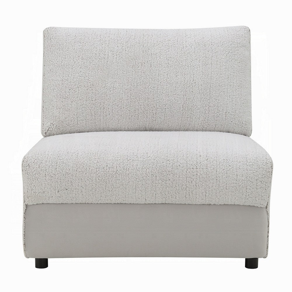 Jeo Modular Armless Chair | Gray Sherpa & Velvet Upholstery | Black Legs