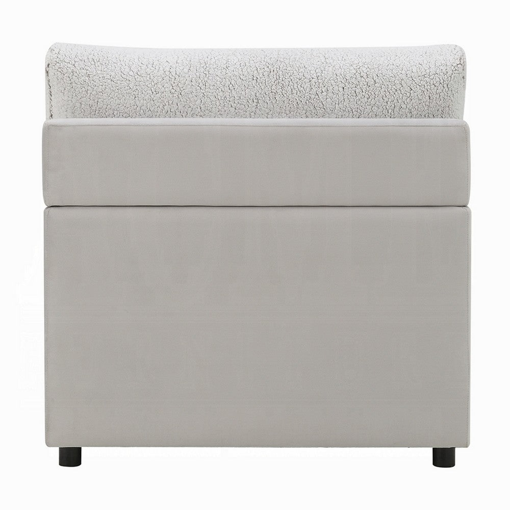 Jeo Modular Armless Chair | Gray Sherpa & Velvet Upholstery | Black Legs