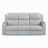 Ely Power Recliner Sofa with LED | Speakers | Gray Faux Leather | 83"