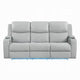 Ely Power Recliner Sofa with LED | Speakers | Gray Faux Leather | 83"
