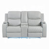 Ely Power Recliner Loveseat with Console | LED | Gray Faux Leather | 71"