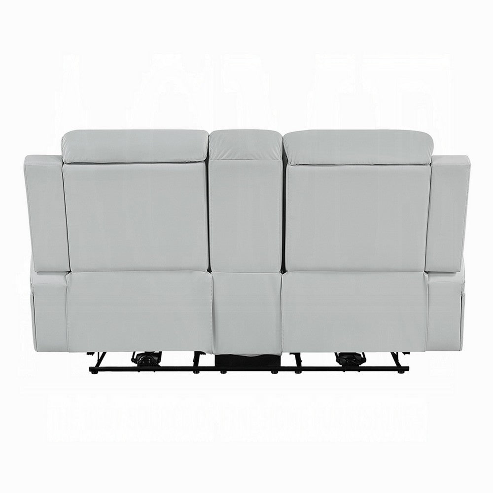 Ely Power Recliner Loveseat with Console | LED | Gray Faux Leather | 71"