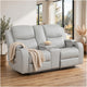 Ely Power Recliner Loveseat with Console | LED | Gray Faux Leather | 71"