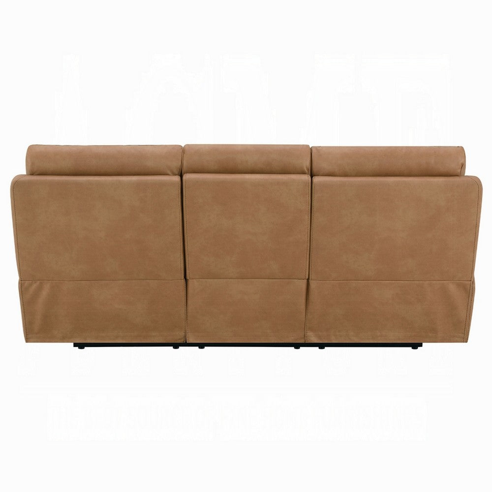 Kima Power Motion Recliner Sofa with USB | Brown Leather Aire | 85"
